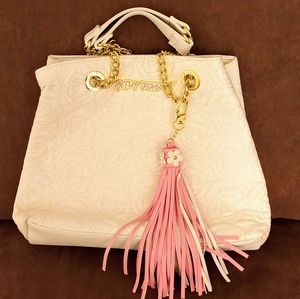Betsey Johnson White Rose Stitched Handbag